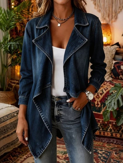 Women Spring/Fall Outerwear Vintage Plain Long Sleeve Lapel Collar Jacket