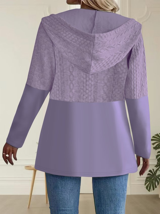 Women Spring/Fall Outerwear Casual Multicolor Block Long Sleeve Hoodie Jacket