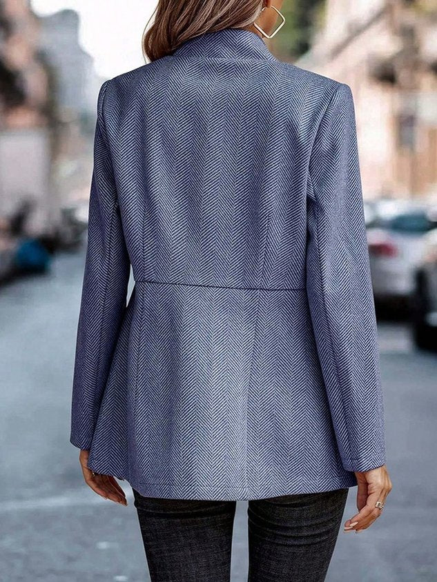 Women Spring/Fall Outerwear Casual Split Joint Geometric Long Sleeve Shawl Collar Jacket