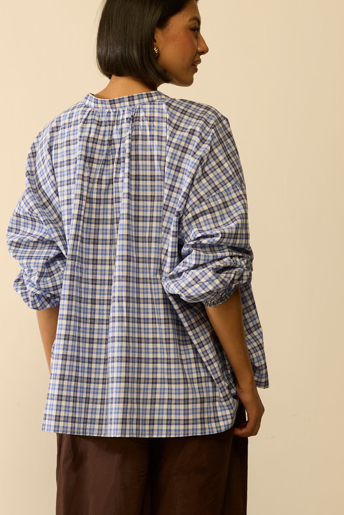 Bailey Oversized Shirt : Cerulean checks