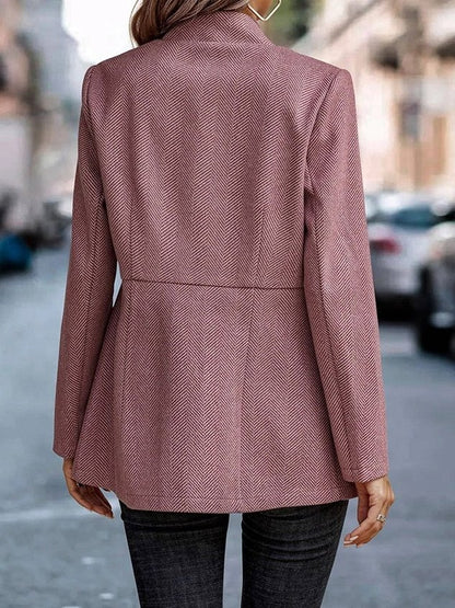 Women Spring/Fall Outerwear Casual Split Joint Geometric Long Sleeve Shawl Collar Jacket