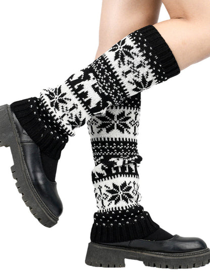 Womens Christmas Snowflake Mid Calf Ankle Socks