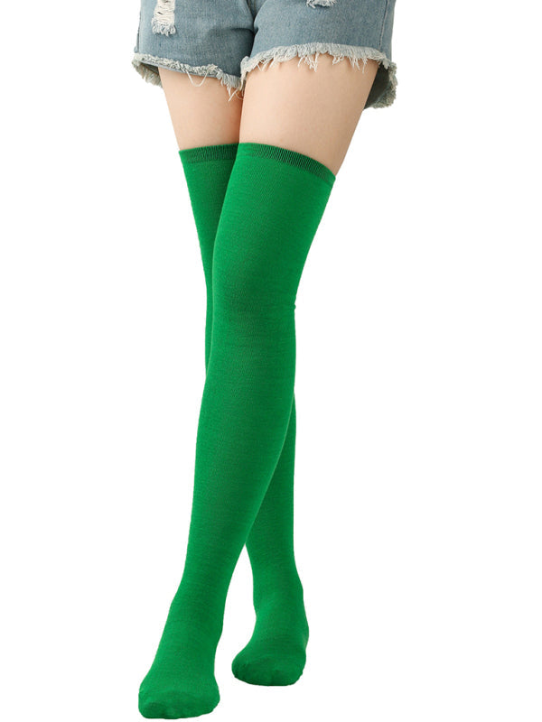 Womens Over Knee Bias Striped Christmas Socks