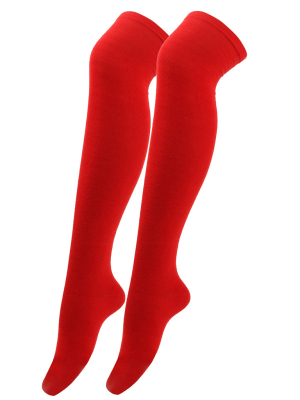 Womens Over Knee Bias Striped Christmas Socks