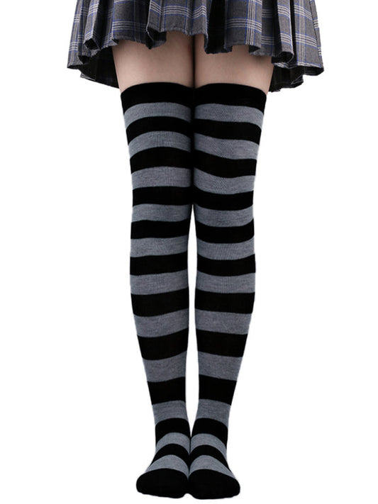 Womens Striped Two Tone Stockings
